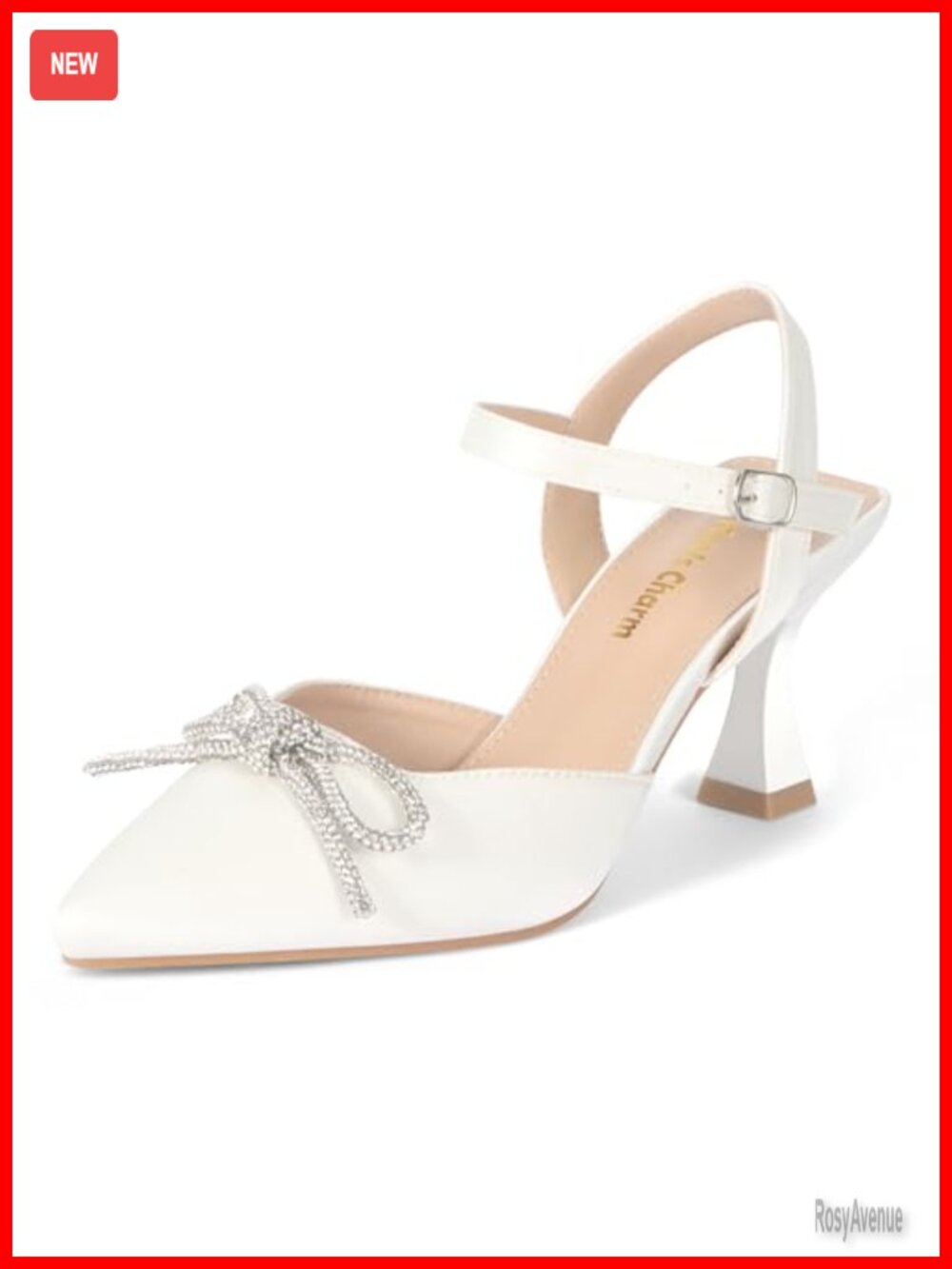 Women's Pointed Toe Slingback Stiletto Pump Heels Ankle Strap 3.15 Inch Heel